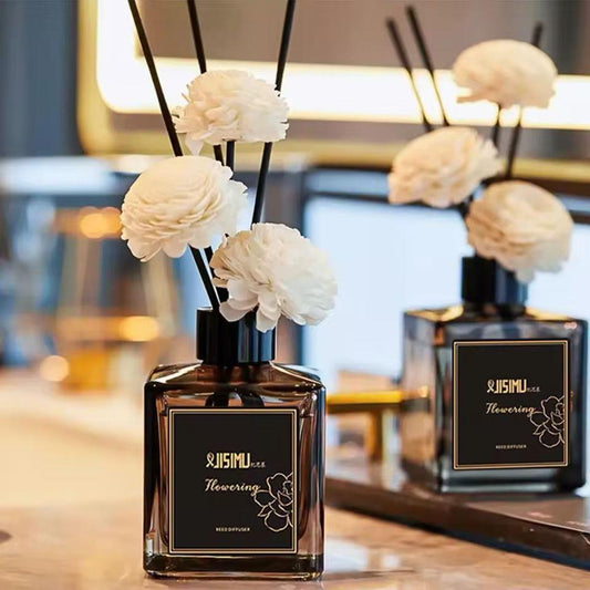 Belle Signature Reed Diffuser 50ml with elegant white flowers in a luxury home interior